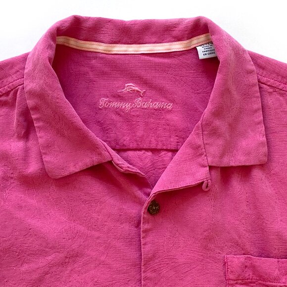 Tommy Bahama Mens Tropic Isles Silk Camp Shirt Size XL Pink Short Sleeve Resort - Picture 5 of 13